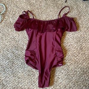 Burgundy women’s one piece bathing suit